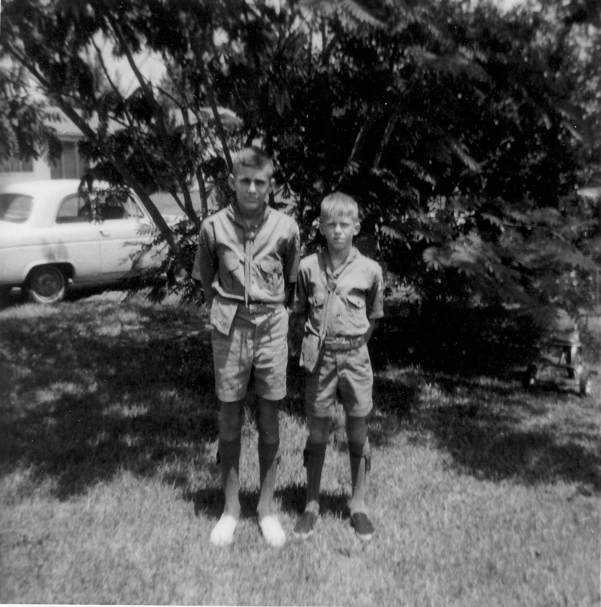 Larry and David in Boy Scout uniforms
