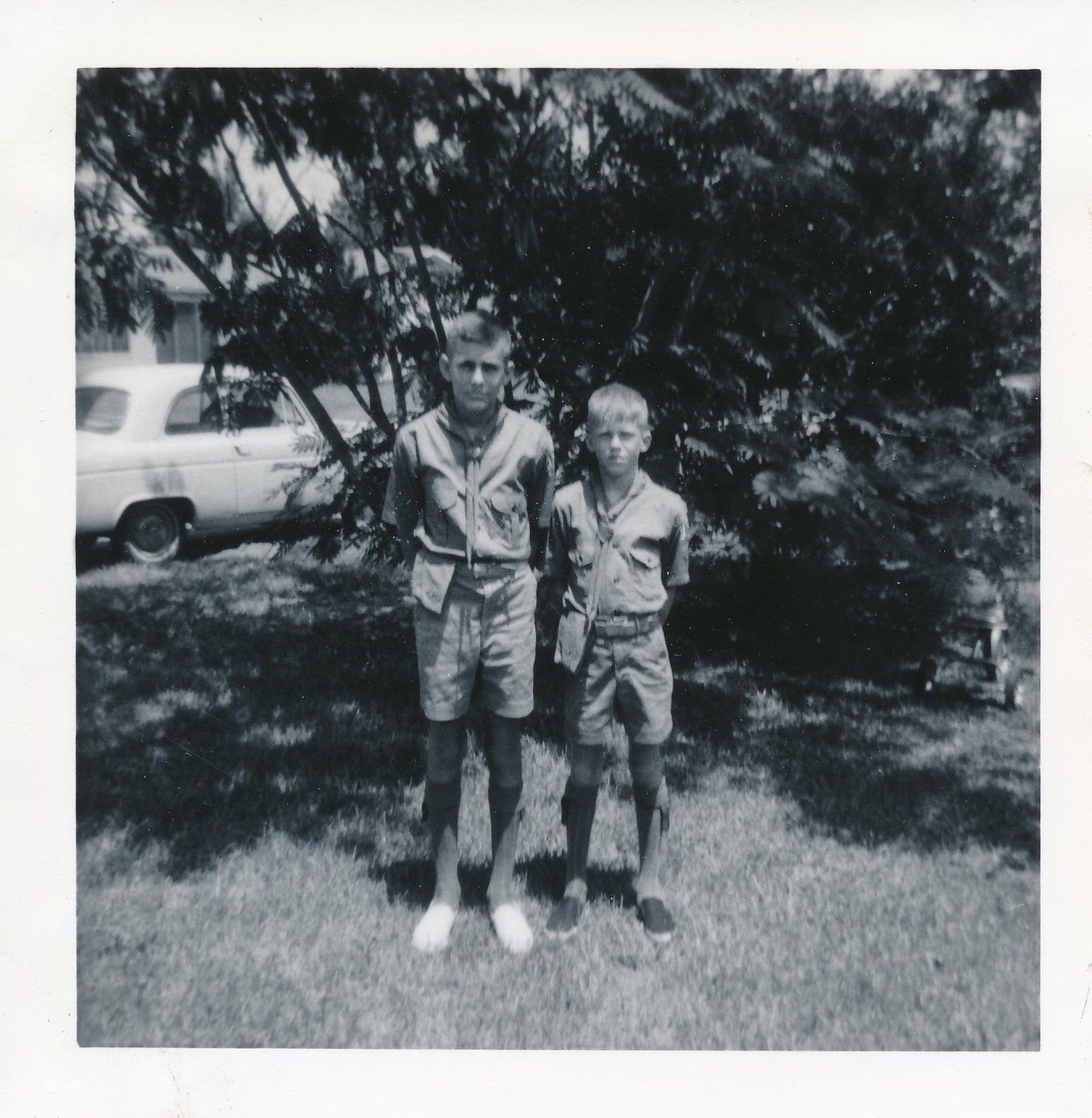 Larry and David in Boy Scout uniforms