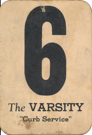 The Varsity Curb Side Service ticket