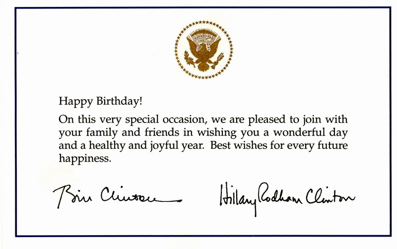 Birthday card from the President