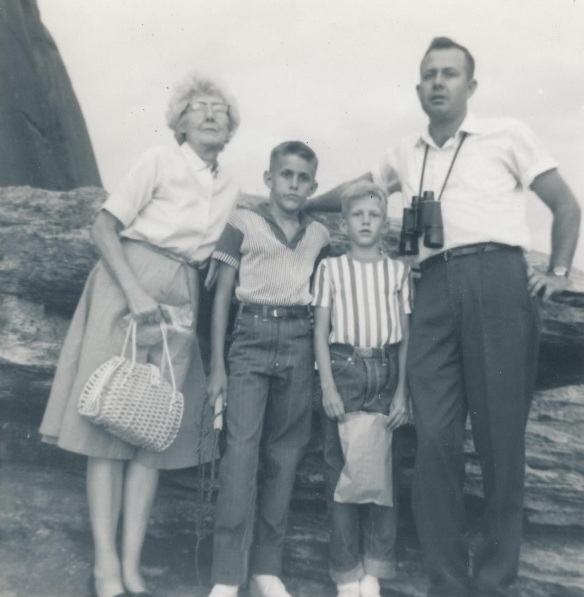 Grandma Mixson, Larry, David, Dad in North Carolina