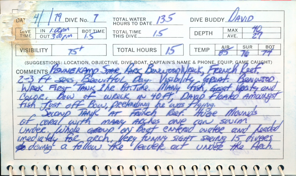 Dive Log - Pennekemp State Park