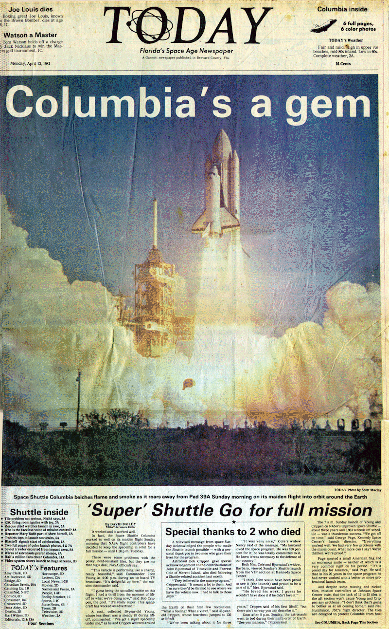 First manned shuttle launch