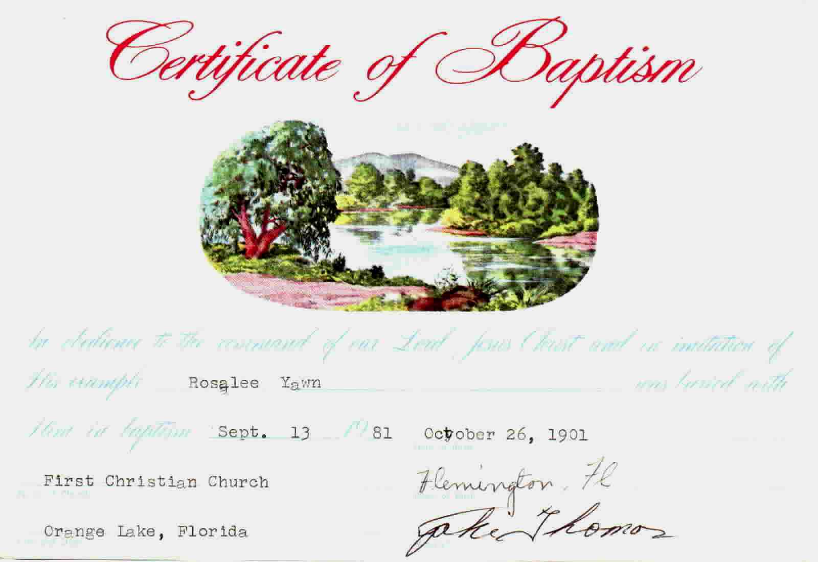 Baptism certificate