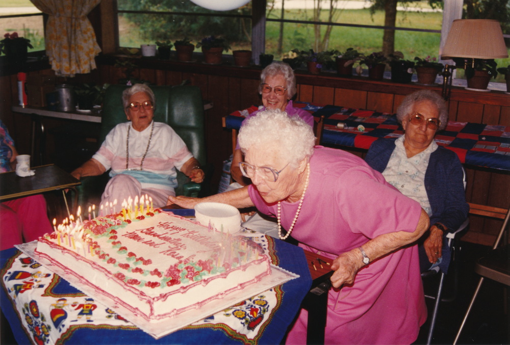 Grandma with birthday cake