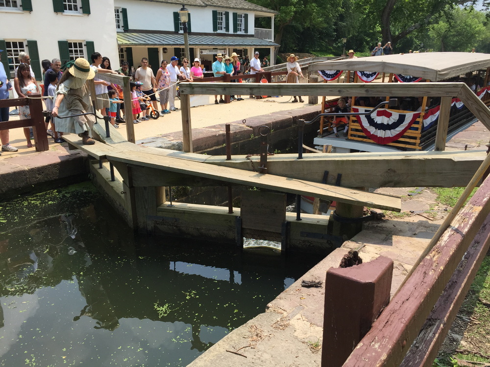 At Great Falls the canal still has water and you can ride a barge passing through a canal lock.  [photo from later trip]