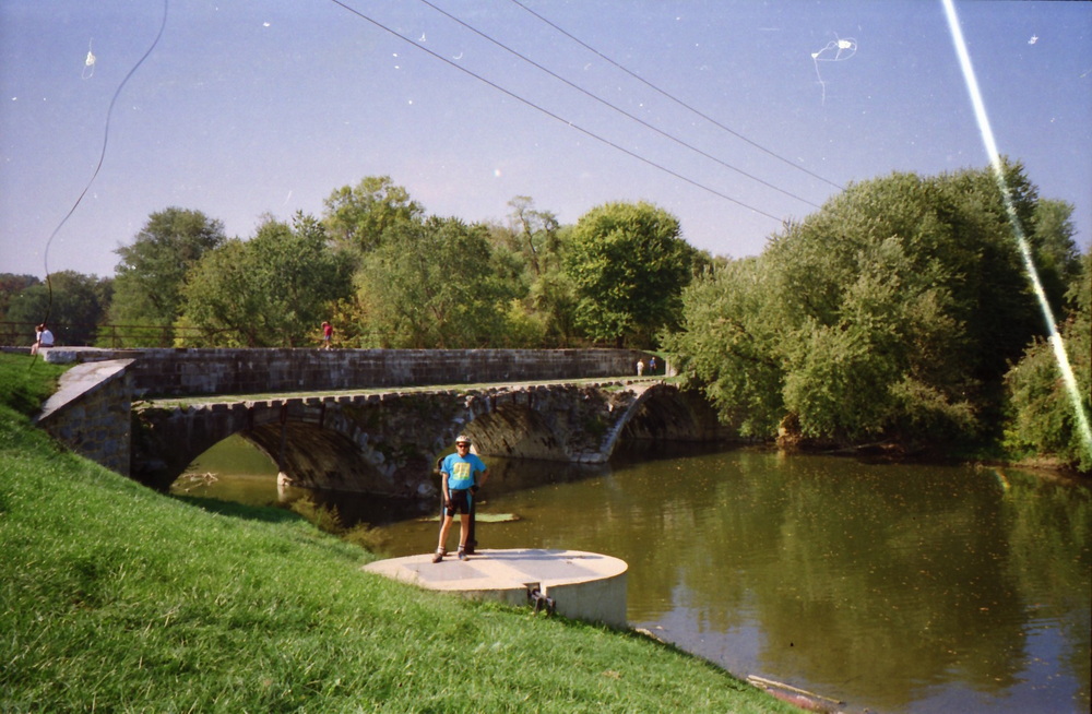 Here I am at Williamsport where there is another aqueduct carrying the canal with water in it over the Conochocheaque Creek. 