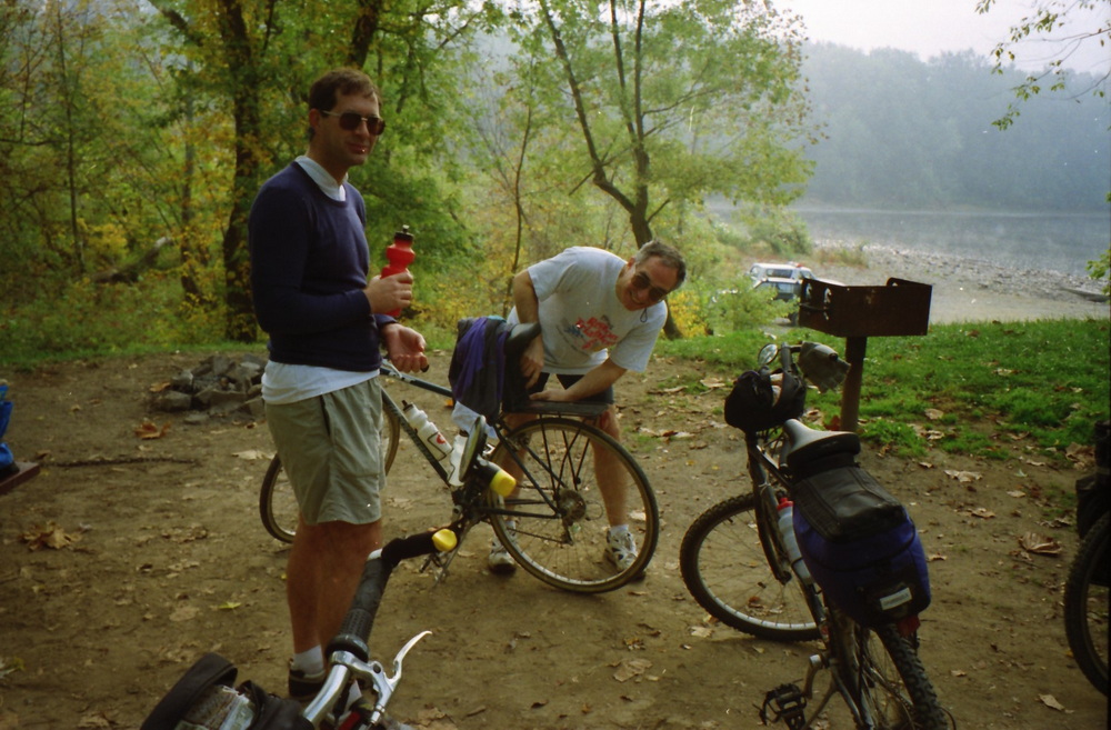 Taking a water break by the river.