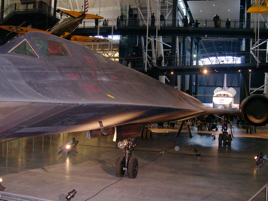 SR1 Blackbird with a view of the Space Shuttle Enterprise in the background 