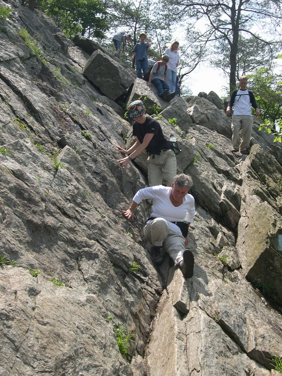 Rock scramble on the Billy Goat trail along the Potomac in the spring. Don't Slip!
