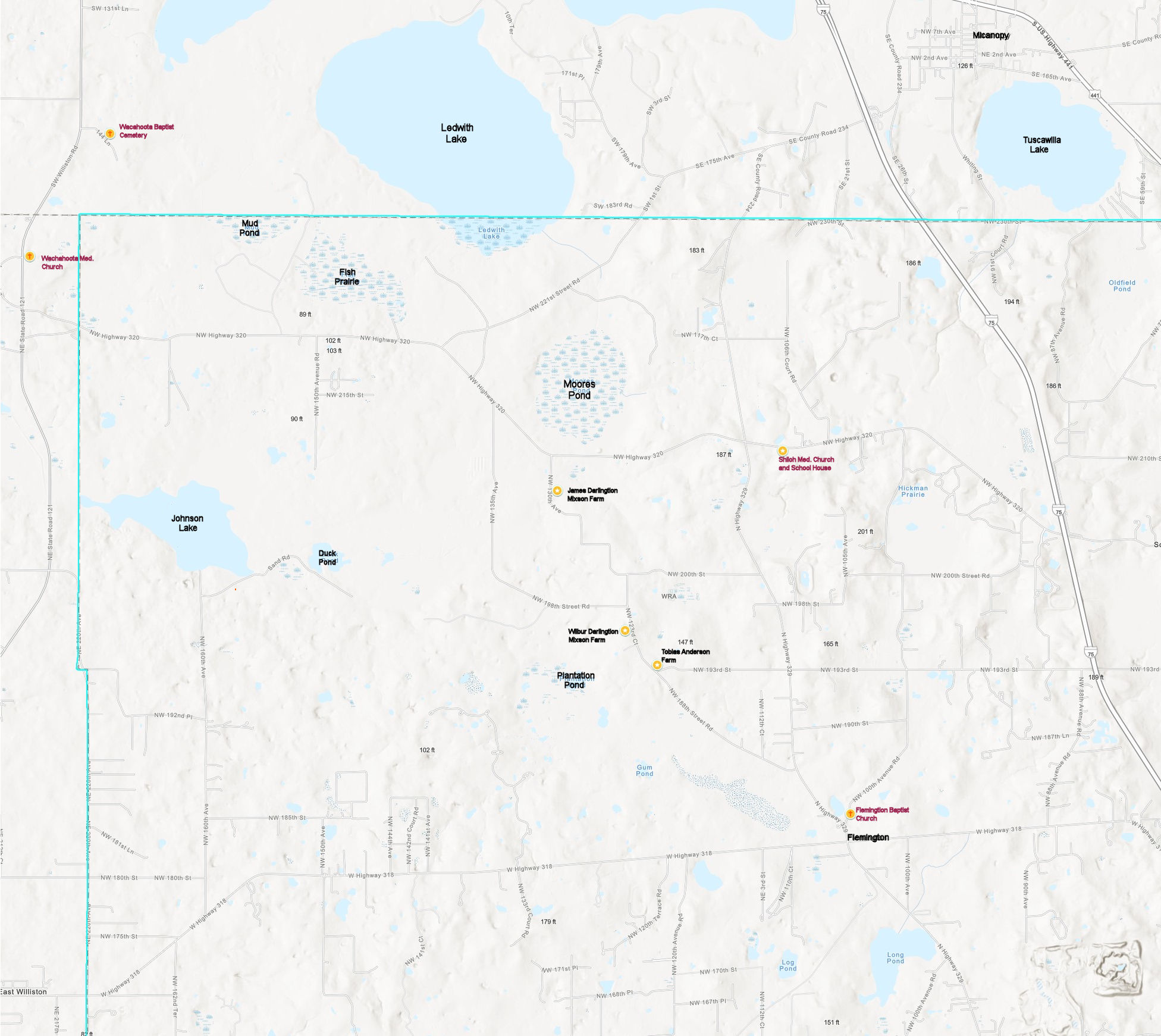 The Old Country Lakes, Ponds, Churches
