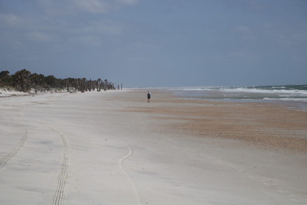 A lone walker ahead